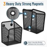 DALTACK Magnetic Pencil Holder Magnetic Shelf for the Whiteboard 3-Grid Mesh Magnetic Pen Holder for Refrigerator Magnetic Organizer Locker Accessories Organizer for Home, School and Office, Black - Image 2